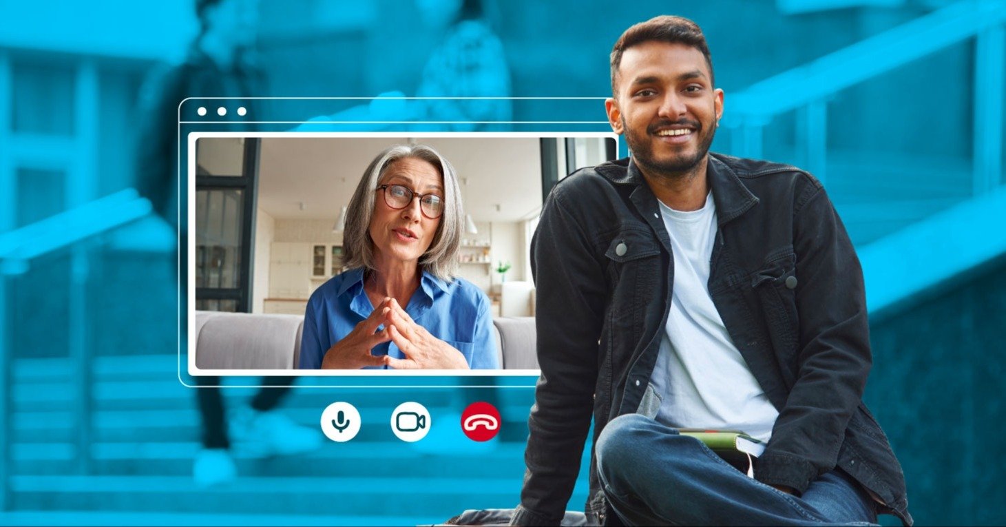 A smiling student enjoying a virtual skills training for higher education