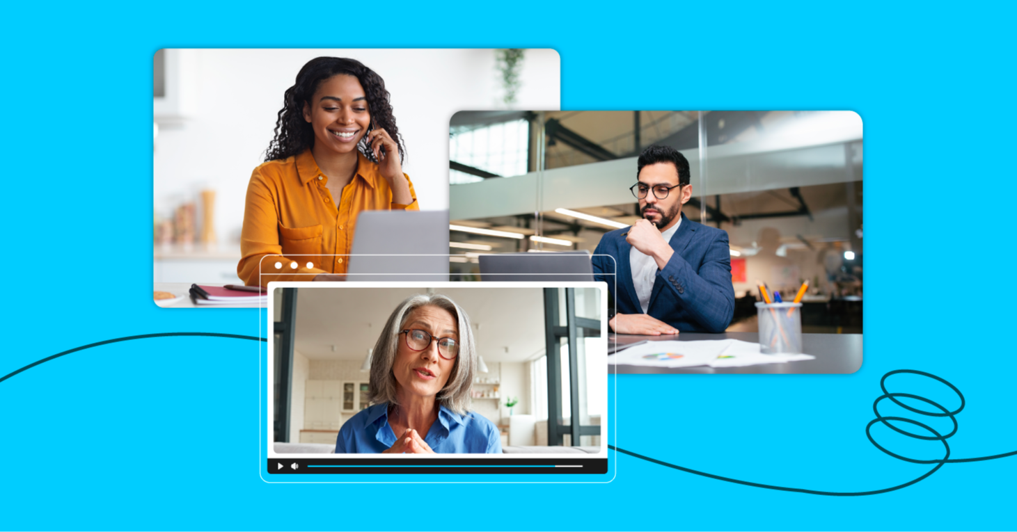 A team of three professionals virtually discussing how to track employee training
