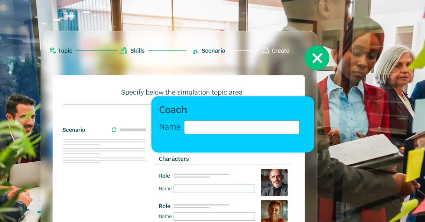 Interface displaying the four steps for creating content within the training simulation software